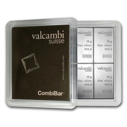 Valcambi 100 Gram 10 x10 Gram Silver Combi Bar