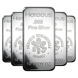 10 Ounce Heraeus Silver Bullion Bar