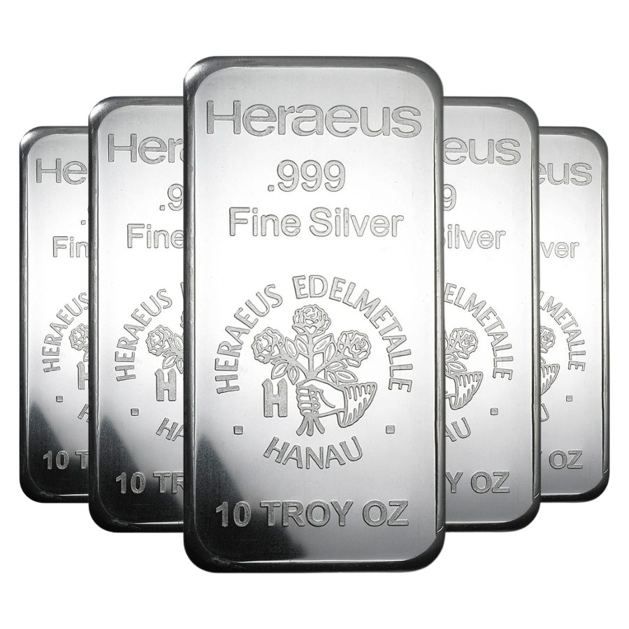 10 Ounce Heraeus Silver Bullion Bar