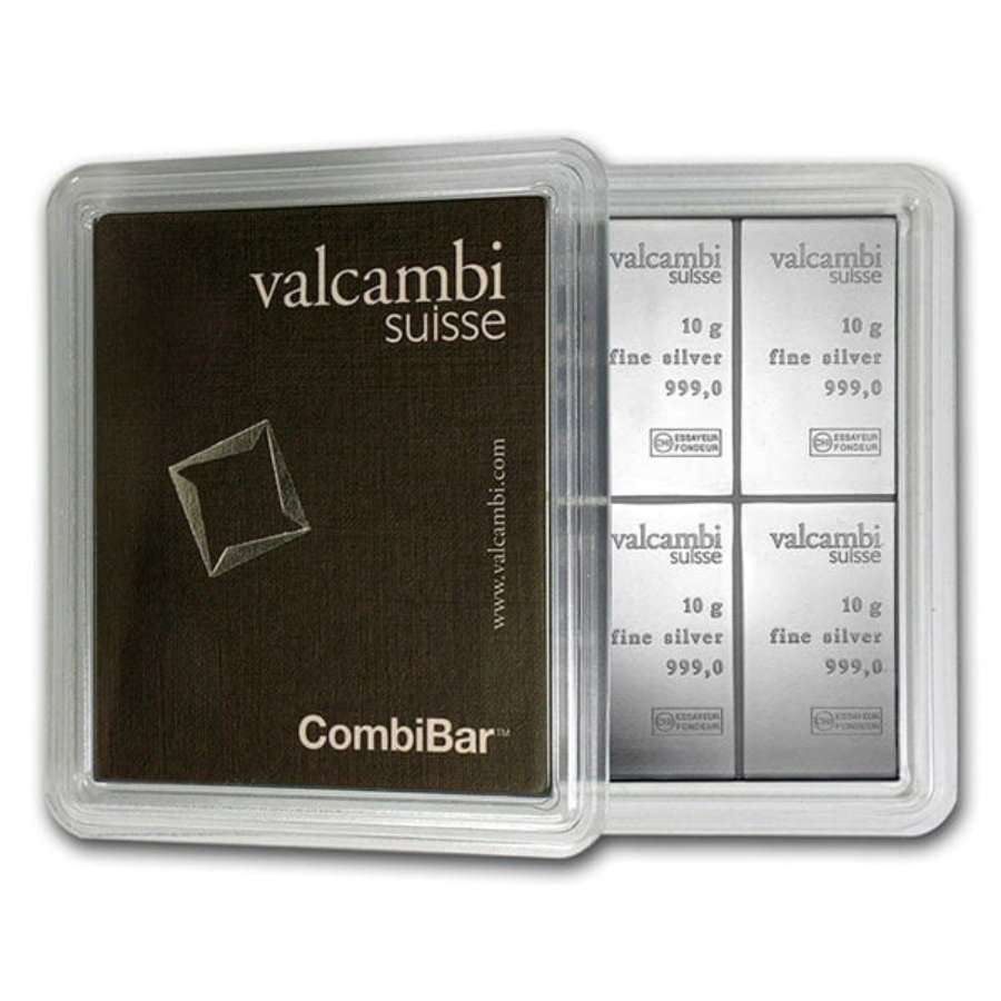 Valcambi 100 Gram 10 x10 Gram Silver Combi Bar